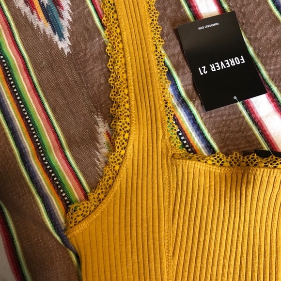 ❌SOLD❌Squareneck ribbed mustard bodysuit - Picture 4 of 4